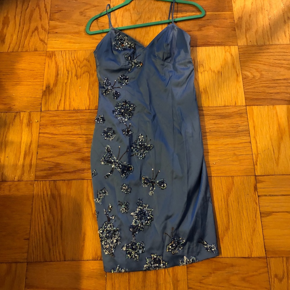 Light blue dress w embroidered butterflies